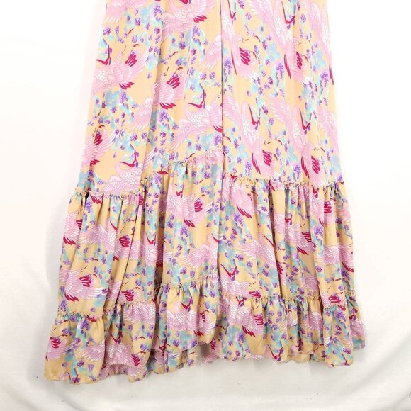 Raga By Anthropology Maxi Dress Size Medium Tiered Open Back Floral Boho - Picture 7 of 15